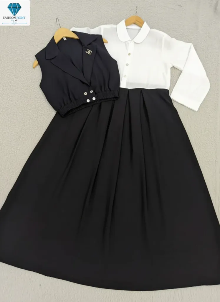 Double Coat Style Channel Jacket with Collar Maxi 2pcs