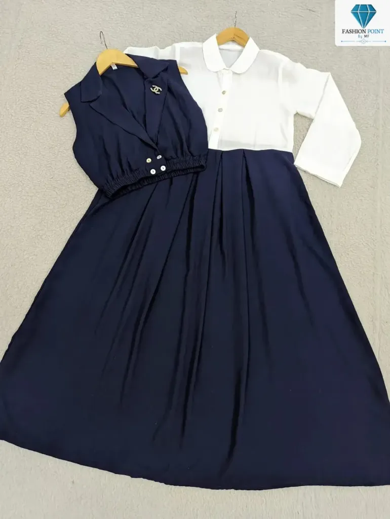 Double Coat Style Channel Jacket with Collar Maxi 2pcs