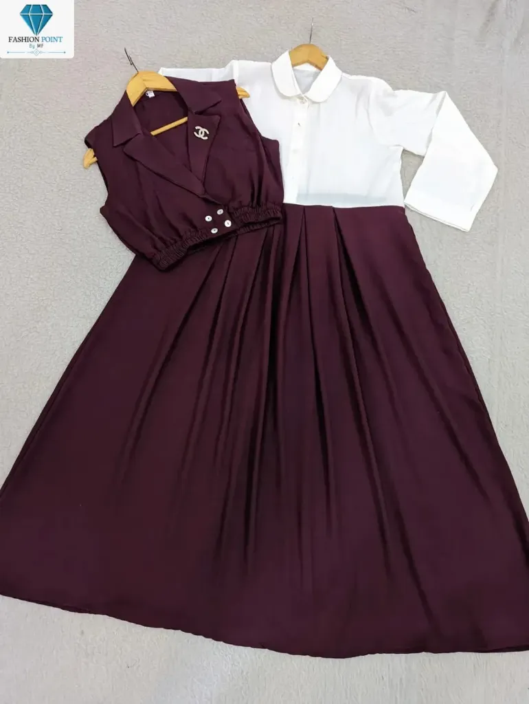 Double Coat Style Channel Jacket with Collar Maxi 2pcs